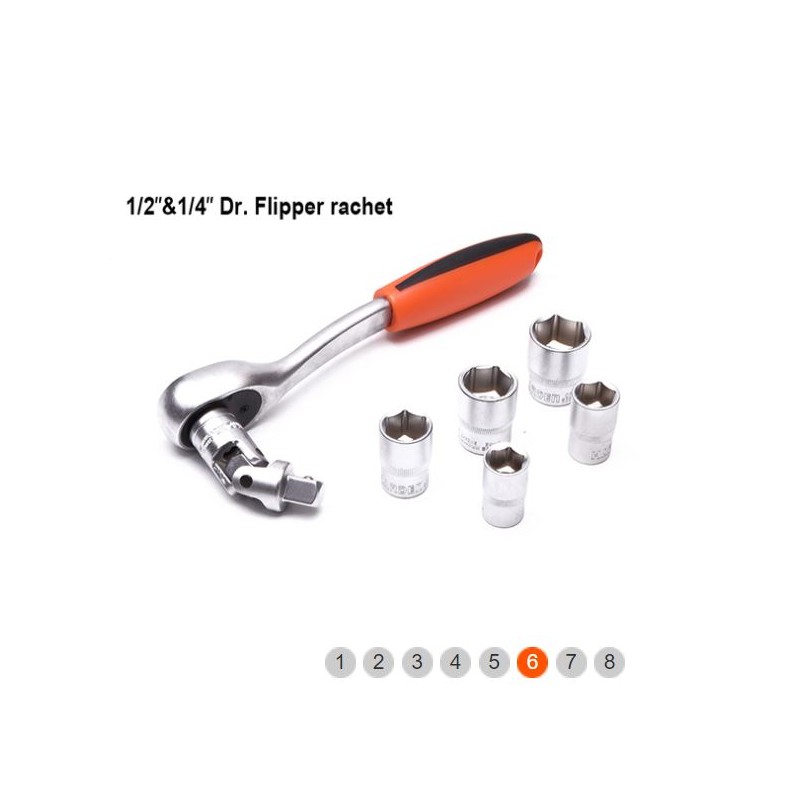 Tools box, wrenches and sockets (1/2" 1/4"), 77 pieces