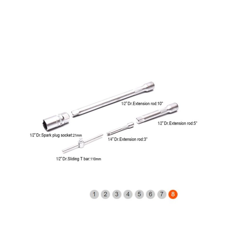 Tools box, wrenches and sockets (1/2" 1/4"), 77 pieces